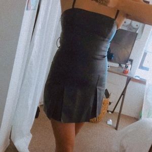 Faux leather pleated dress